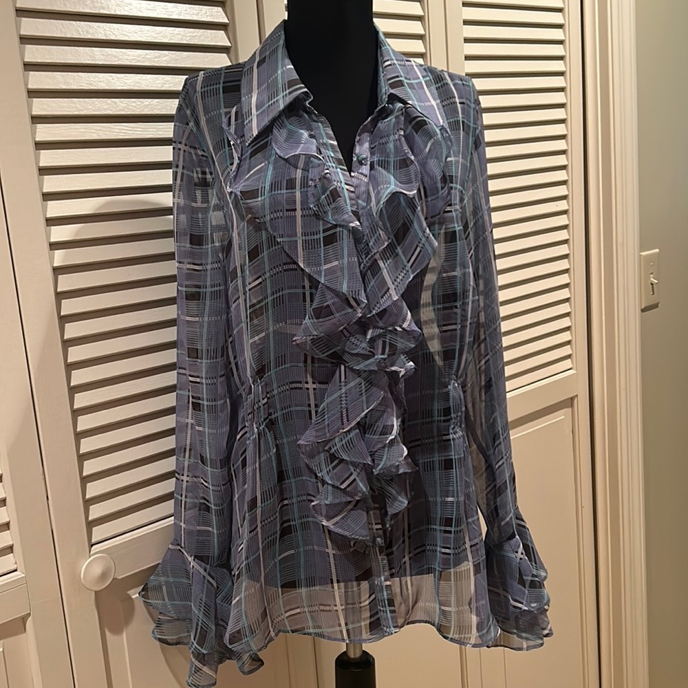 CAbi Shear Ruffle Blouse
